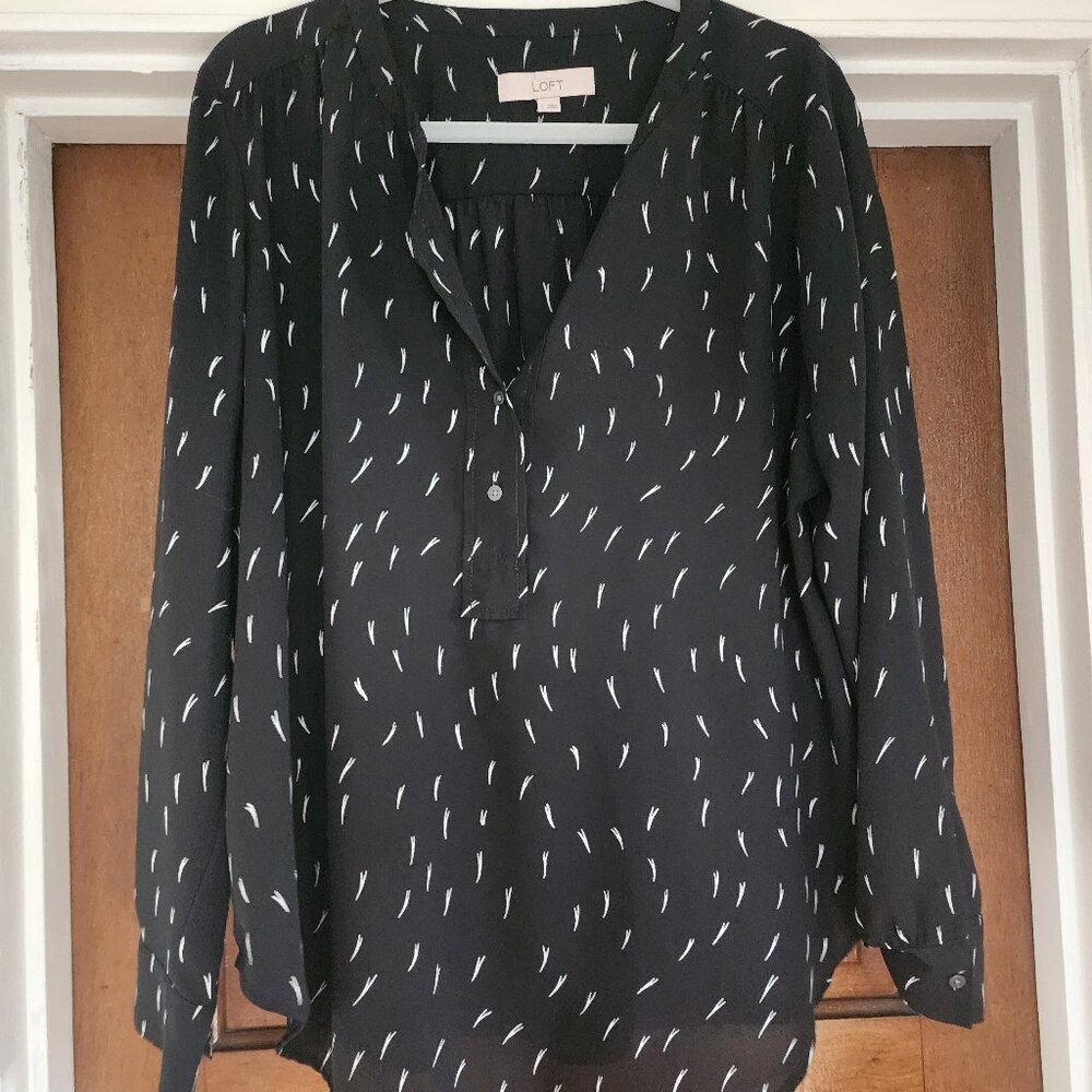 Womens Blouse, Loft, Black & White, size L